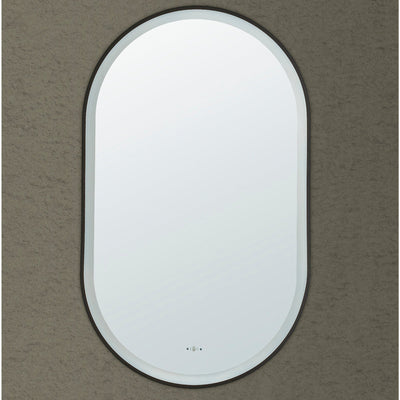 VITO LIRRA OVAL IRON FRAMED LED MIRROR MATTE BLACK 450X900MM