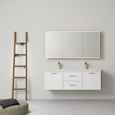 LUKKA KINGSLEY FEDERATION MATTE WHITE 1500MM DOUBLE BOWL WALL HUNG VANITY