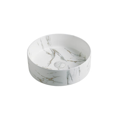 POSEIDON FINE CERAMIC BASIN MATTE WHITE CARRARA 352MM