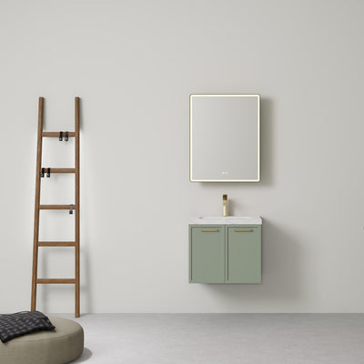 LUKKA KINGSLEY FEDERATION OLIVE GREEN 600MM SINGLE BOWL WALL HUNG VANITY