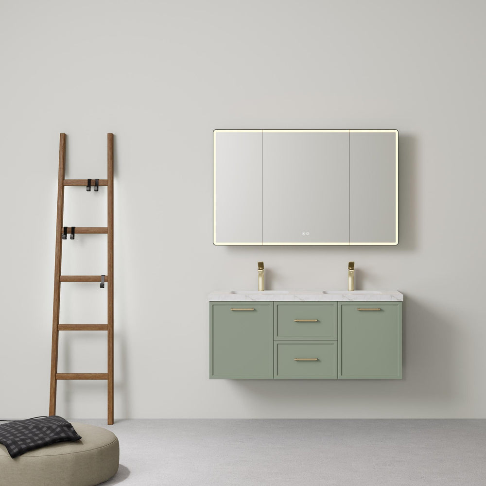 LUKKA KINGSLEY FEDERATION OLIVE GREEN 1200MM DOUBLE BOWL WALL HUNG VANITY