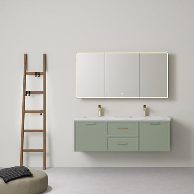 LUKKA KINGSLEY FEDERATION OLIVE GREEN 1500MM DOUBLE BOWL WALL HUNG VANITY