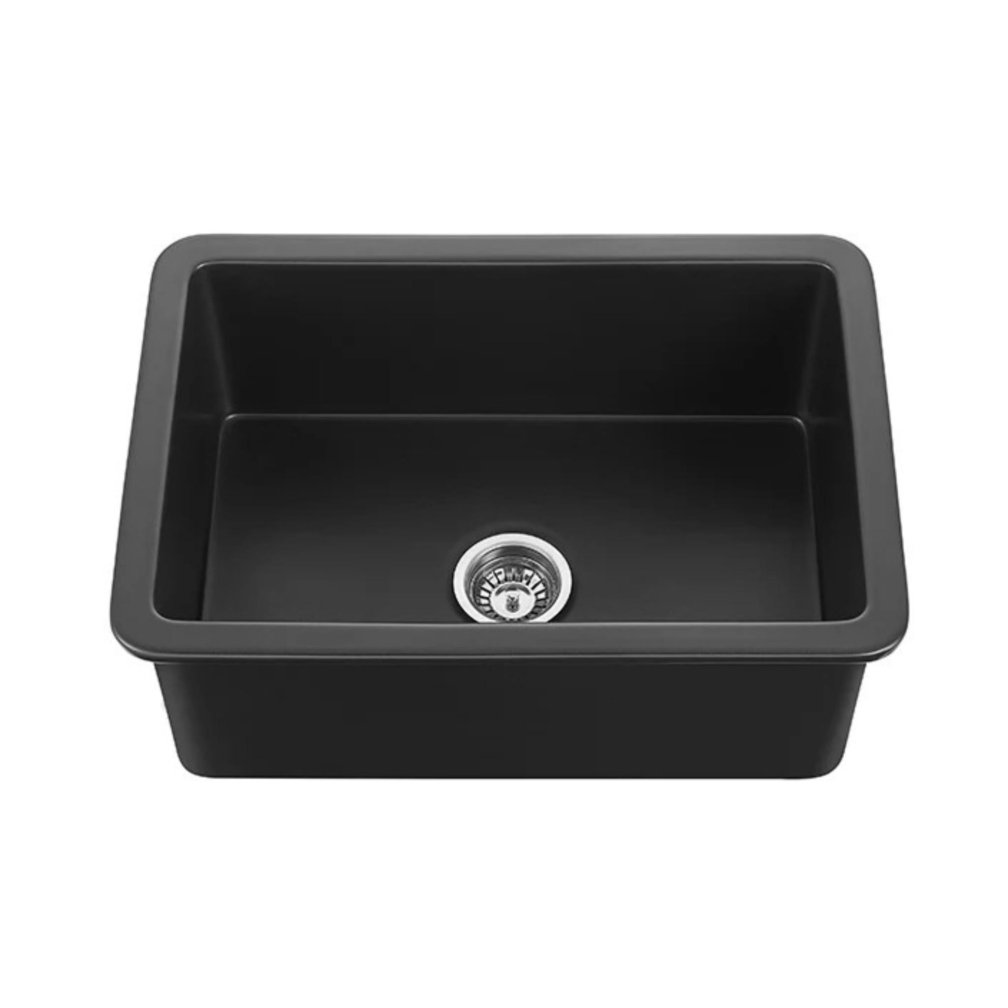 CETO CAMDEN SINGLE BOWL FIRECLAY KITCHEN SINK MATTE BLACK 677MM