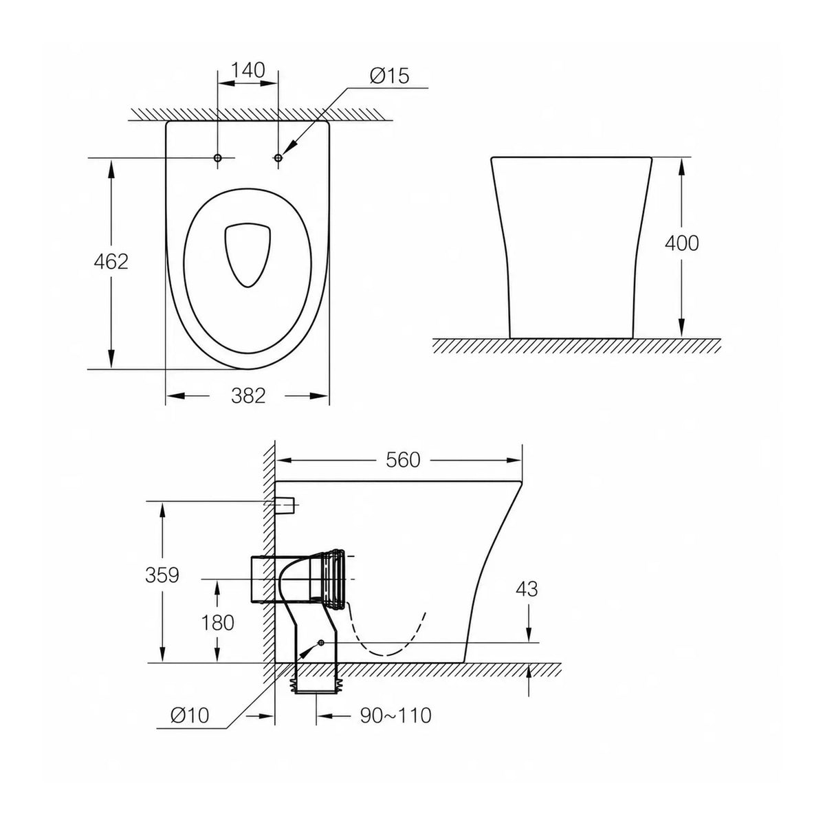 AMERICAN STANDARD SIGNATURE HYGIENE RIM BACK-TO-WALL TOILET PAN WITH CRYSTASLEEK SEAT WHITE