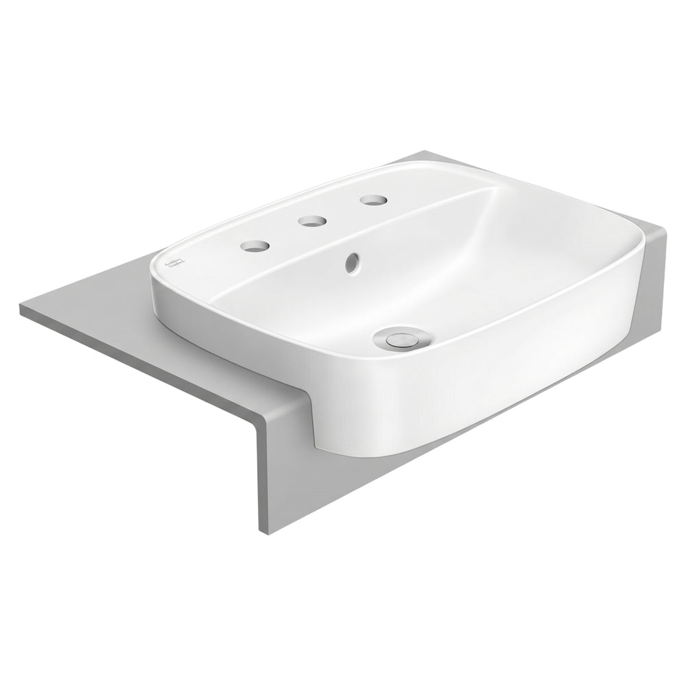 AMERICAN STANDARD SIGNATURE SEMI RECESSED BASIN OVERFLOW WHITE 550MM