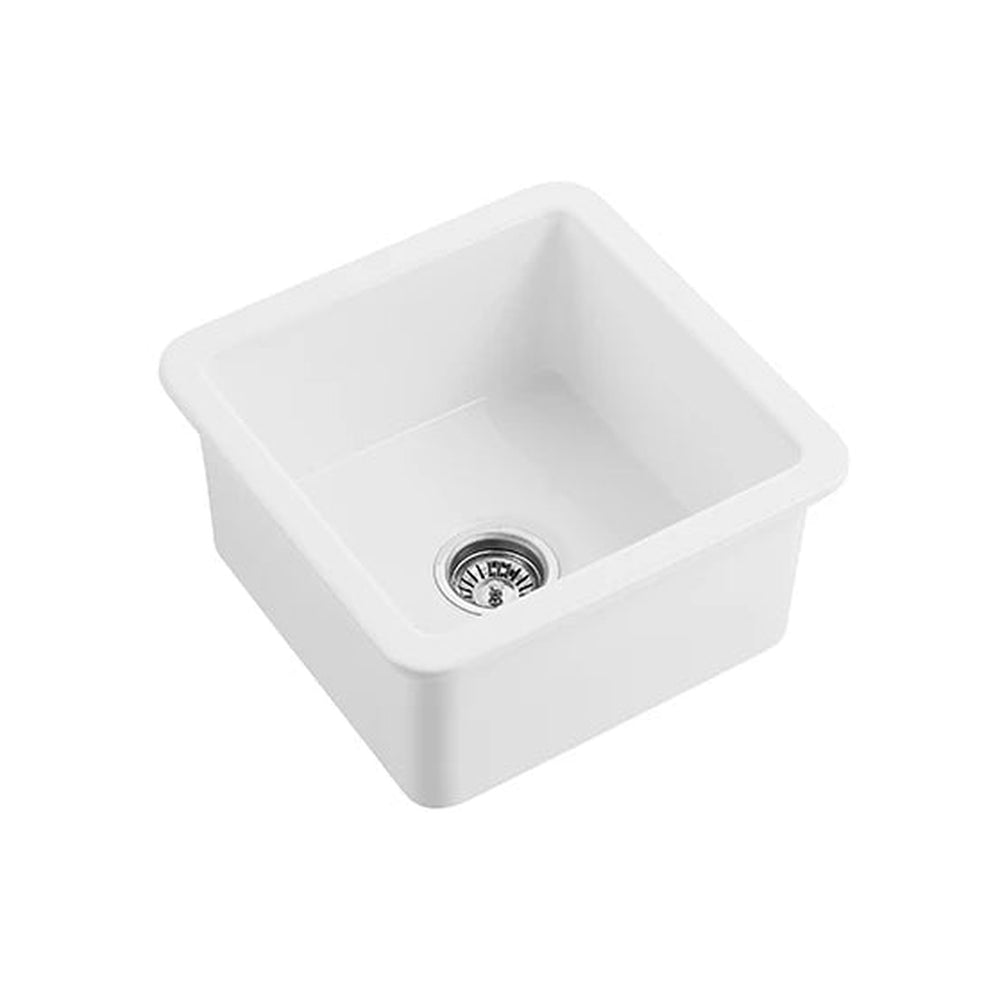 VITO NADIA SINGLE BOWL INSET AND UNDERMOUNT FIRECLAY KITCHEN SINK GLOSS WHITE 457MM