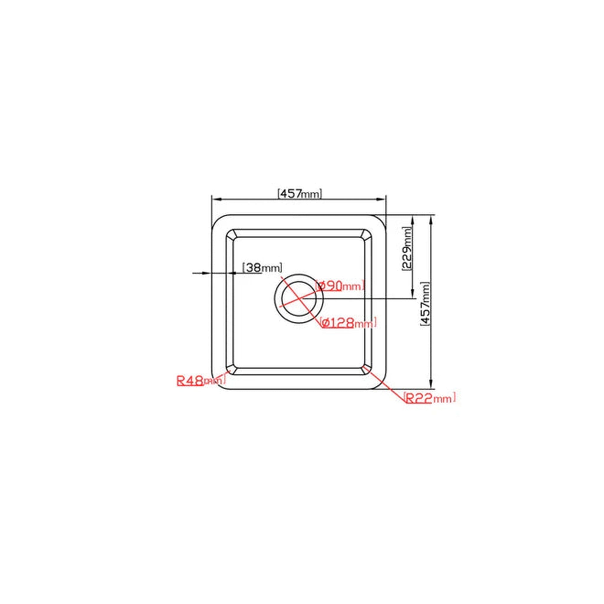 VITO NADIA SINGLE BOWL INSET AND UNDERMOUNT FIRECLAY KITCHEN SINK GLOSS WHITE 457MM