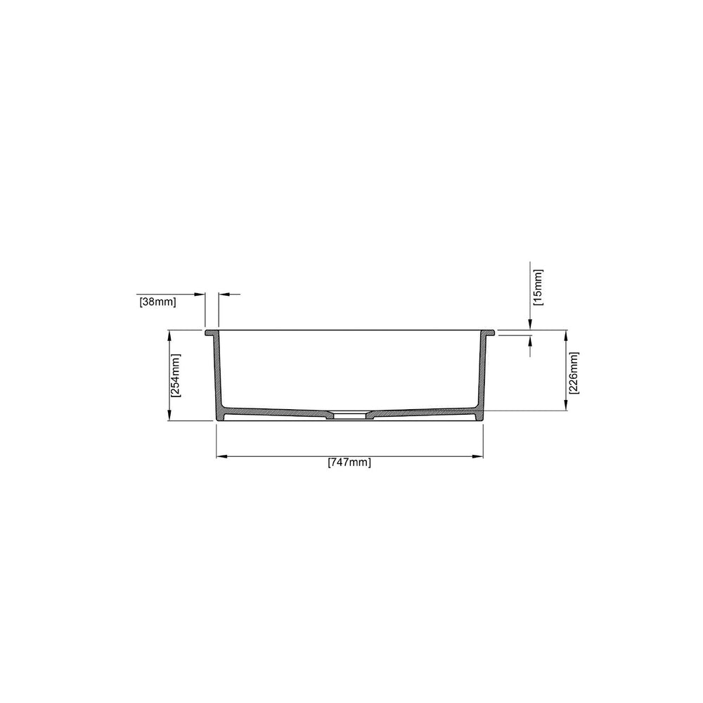 VITO NADIA SINGLE BOWL INSET AND UNDERMOUNT FIRECLAY KITCHEN SINK MATTE BLACK 810MM