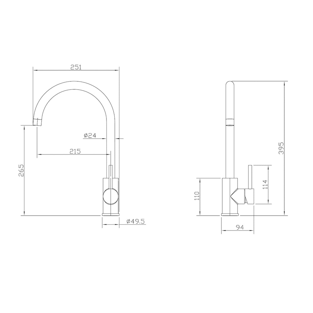 LINSOL LOUIS SINK MIXER 395 MATTE BLACK
