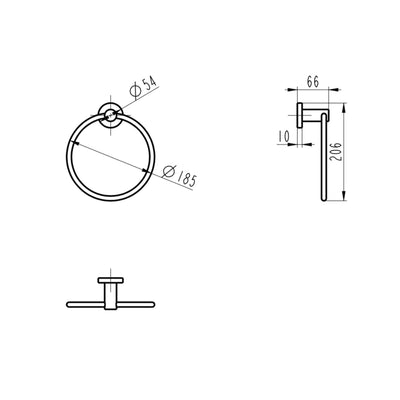 LINSOL LUX S2 LEAD FREE HAND TOWEL RING BRUSHED NICKEL