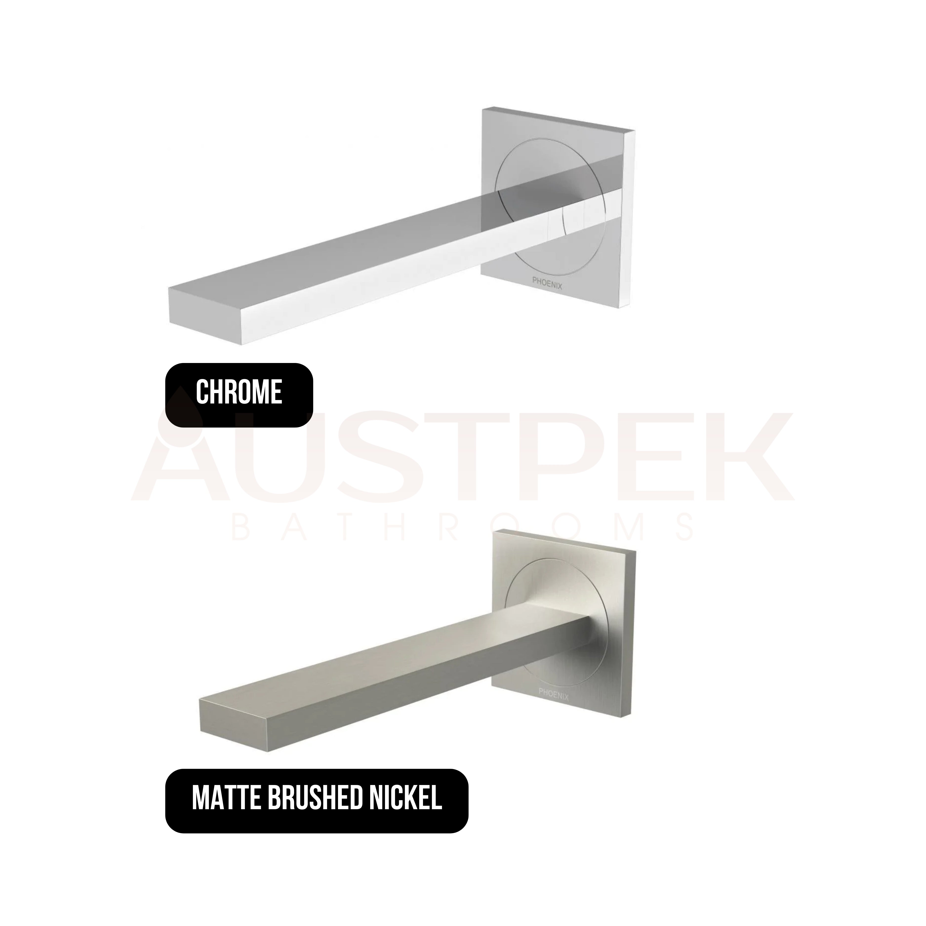 PHOENIX ORTHO WALL BASIN / BATH OUTLET 200MM MATTE BRUSHED NICKEL