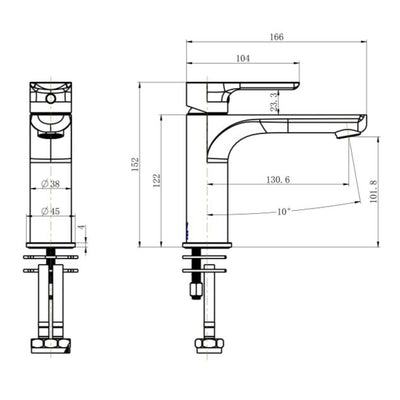 MODERN NATIONAL NOVA LEAD FREE BASIN MIXER 152MM MATTE BLACK