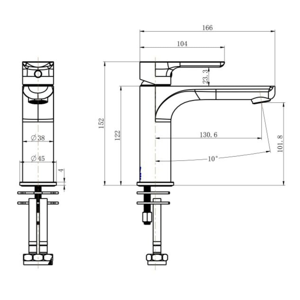 MODERN NATIONAL NOVA LEAD FREE BASIN MIXER 152MM DUSK