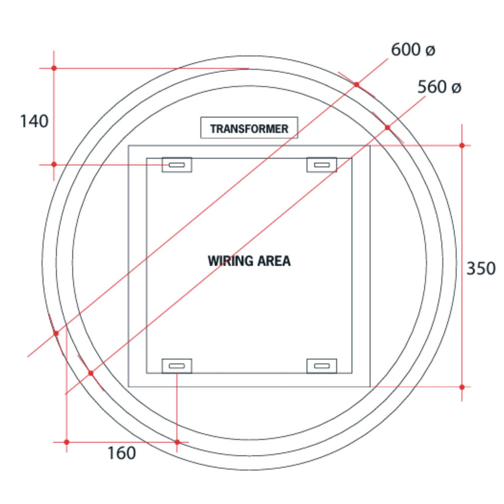 THERMOGROUP ABLAZE PREMIUM RS RANGE BACK-LIT MIRROR 600MM