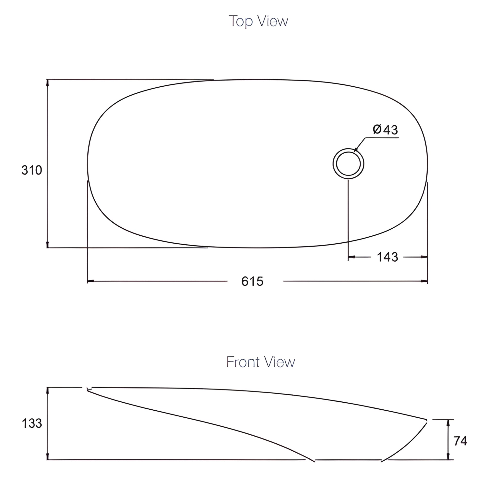 KOHLER PETALINE ABOVE COUNTER BASIN BLACK 615MM
