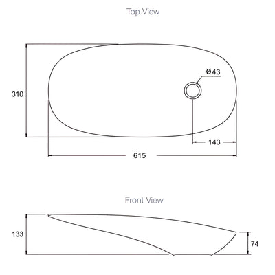 KOHLER PETALINE ABOVE COUNTER BASIN BLACK 615MM
