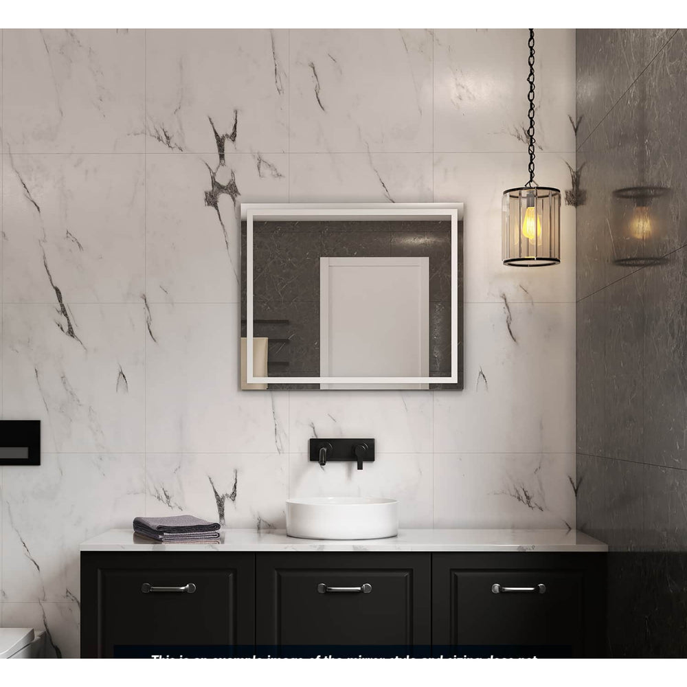 THERMOGROUP ABLAZE RECTANGLE MIRROR WITH SANDBLASTED BORDER 600X750MM