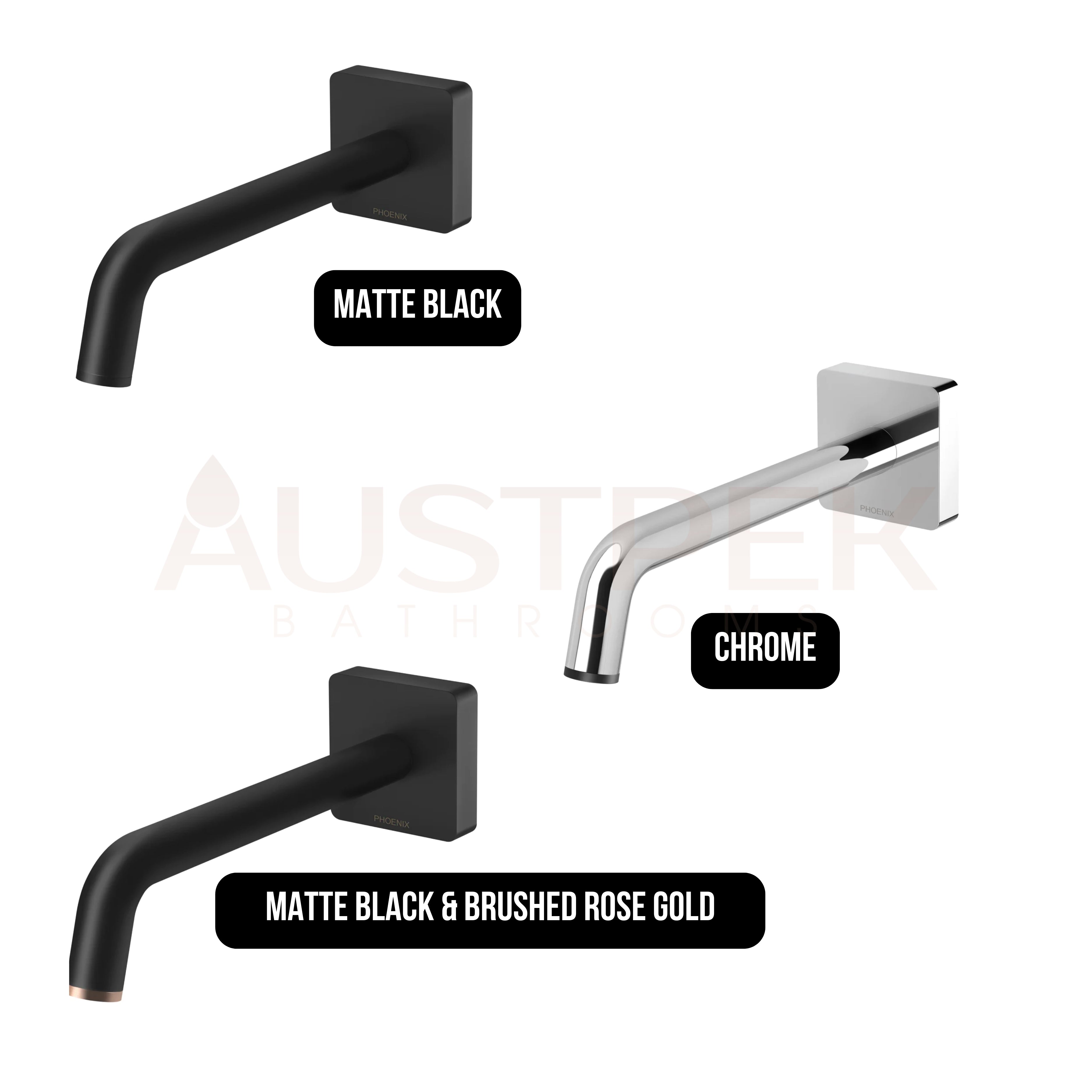 PHOENIX TOI WALL BATH OUTLET 190MM MATTE BLACK
