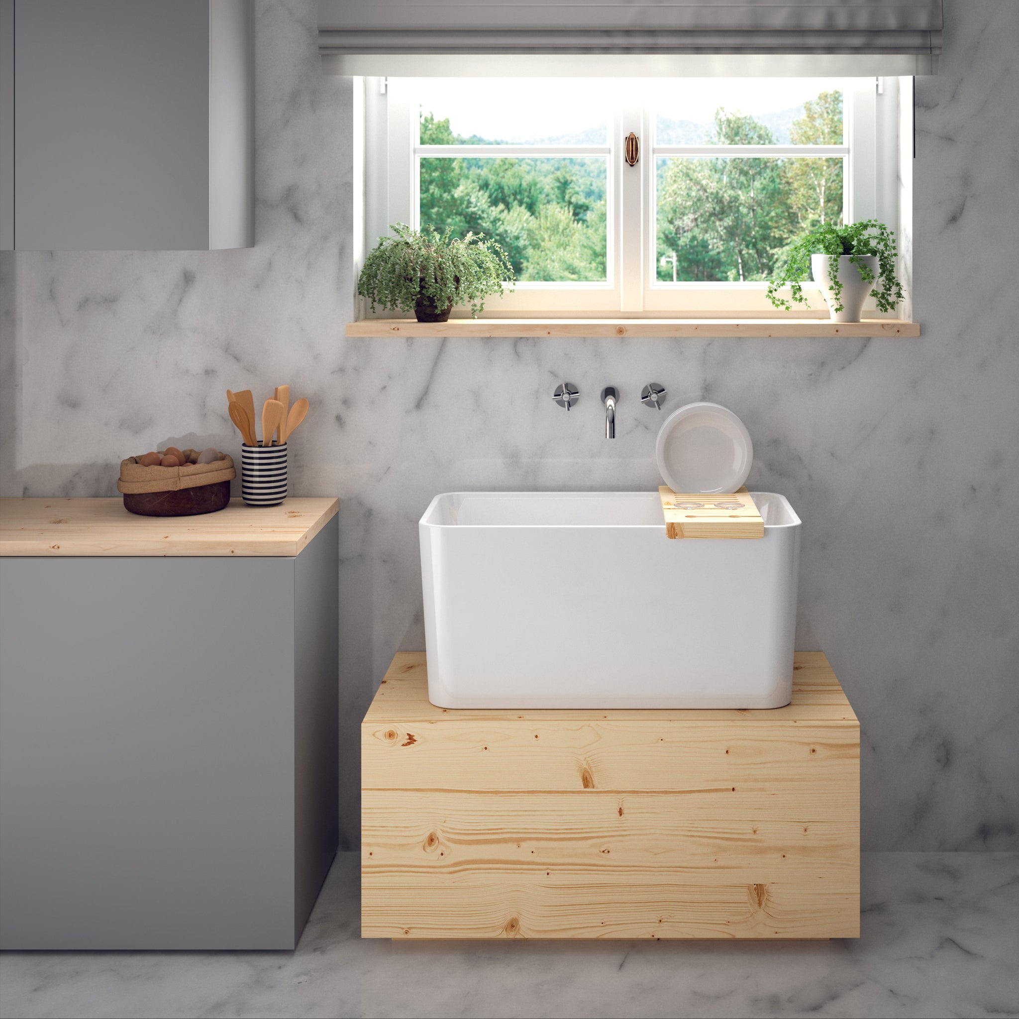 TURNER HASTINGS TRIBO FINE FIRECLAY SINK GLOSS WHITE 597MM