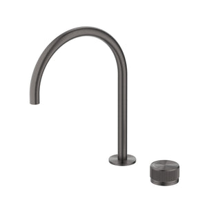 BELLA VISTA MICA FLUTED GOOSENECK HOB SINK/BASIN MIXER SET 311MM GUN METAL