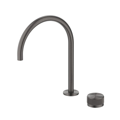 BELLA VISTA MICA FLUTED LEAD FREE GOOSENECK HOB SINK/BASIN MIXER SET 311MM GUN METAL