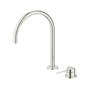 BELLA VISTA MICA GOOSENECK HOB SINK/BASIN MIXER SET 311MM BRUSHED NICKEL