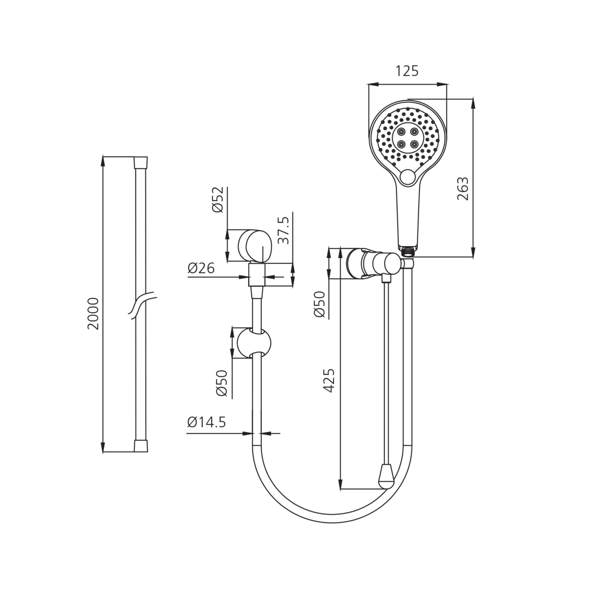 OLIVERI ROME CARE SHOWER KIT 218MM CHROME