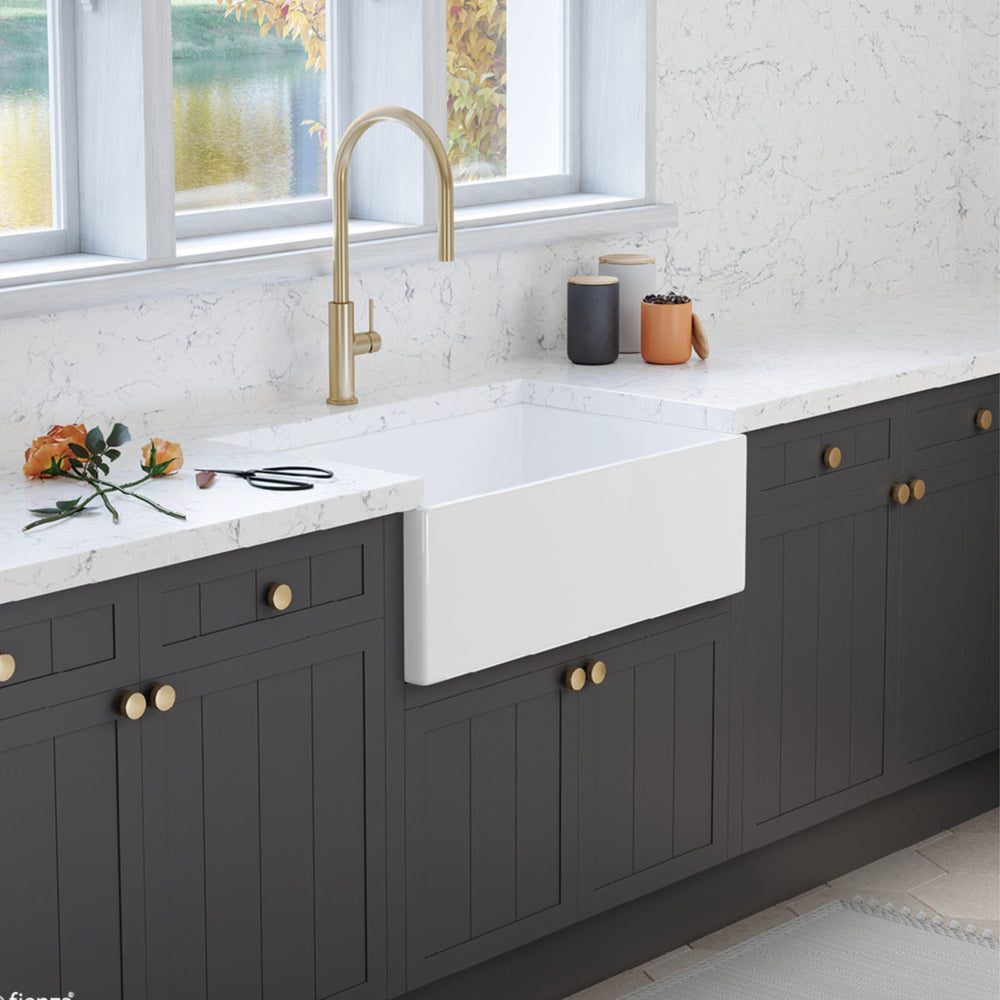 FIENZA WINSTON SINGLE BOWL BUTLER SINK GLOSS WHITE 750MM
