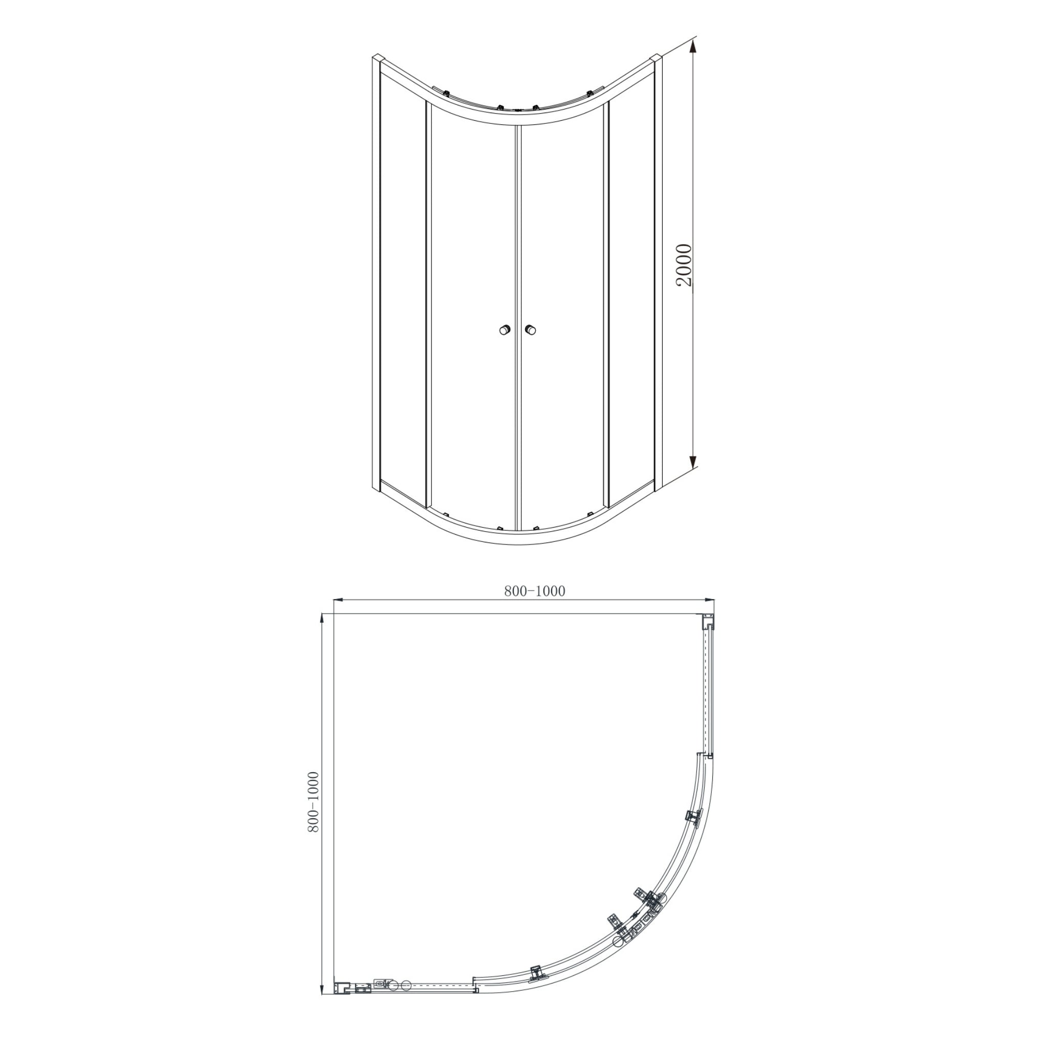 COVEY WALL TO WALL SEMI-FRAMED CURVED SLIDING DOOR SHOWER SCREEN MATTE BLACK