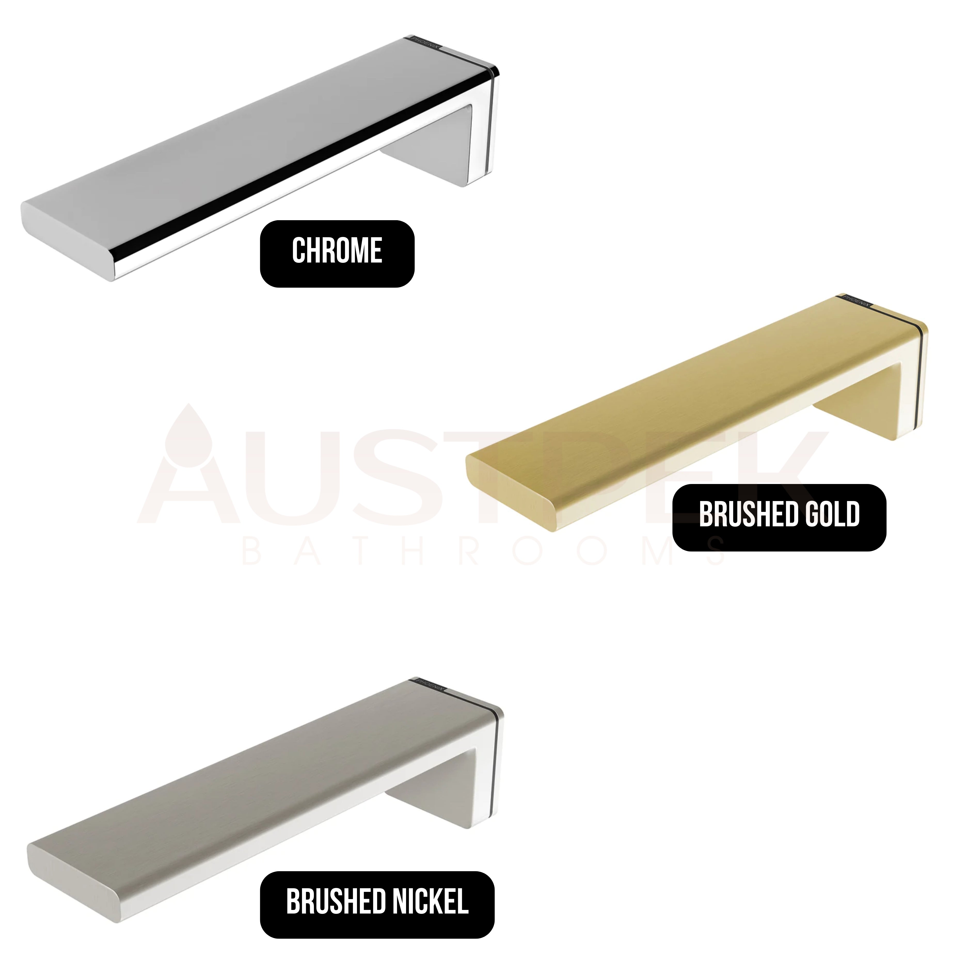 PHOENIX ALIA WALL BASIN BATH OUTLET 200MM BRUSHED GOLD