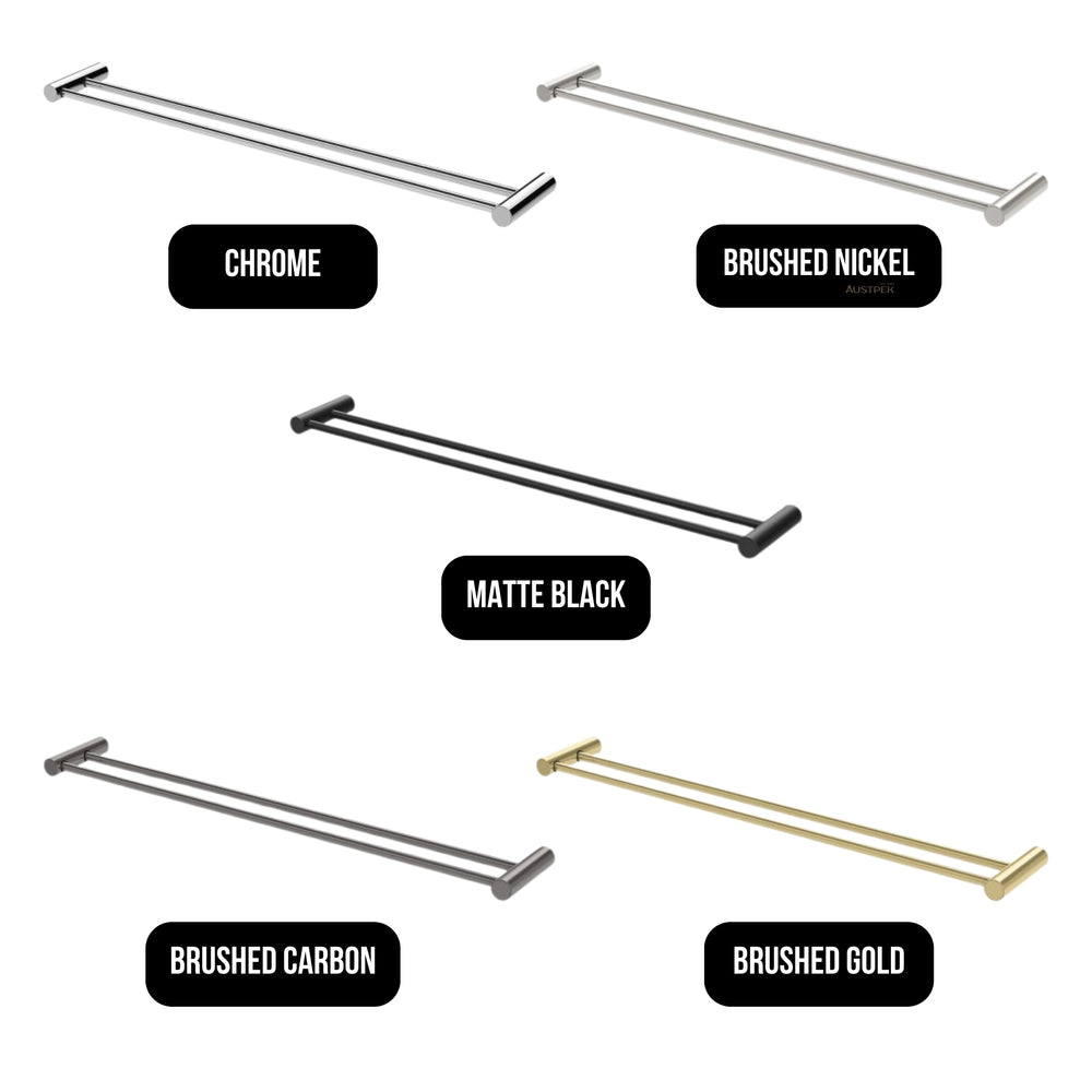 PHOENIX VIVID SLIMLINE NON-HEATED DOUBLE TOWEL RAIL BRUSHED NICKEL (AVAILABLE IN 600MM AND 800MM)