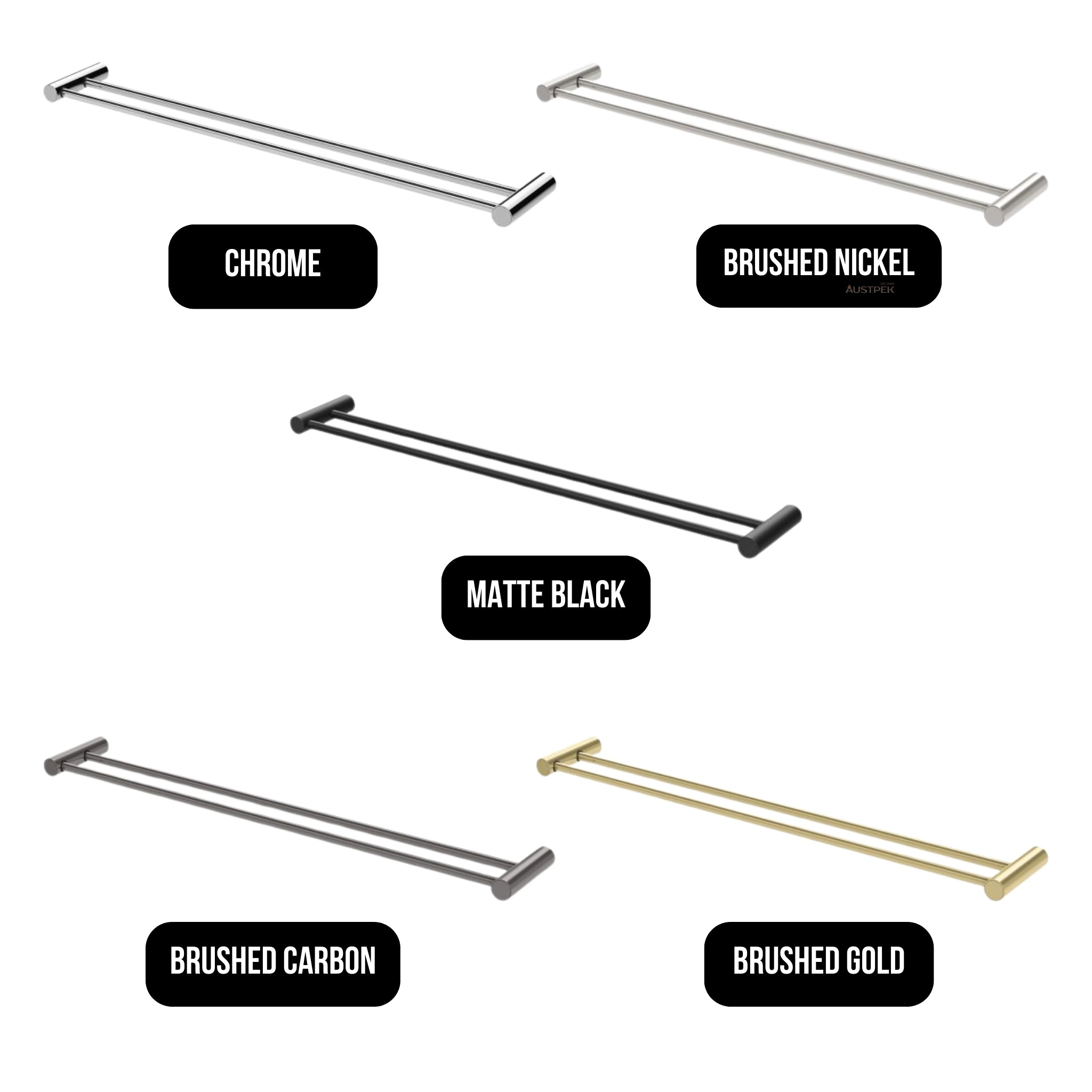 PHOENIX VIVID SLIMLINE NON-HEATED DOUBLE TOWEL RAIL CHROME (AVAILABLE IN 600MM AND 800MM)