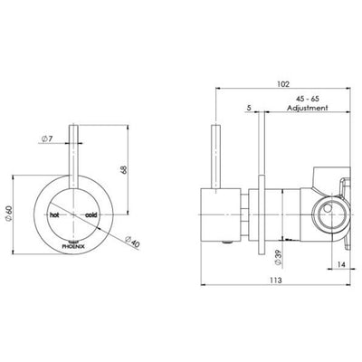 PHOENIX VIVID SLIMLINE UP LEAD FREE SHOWER / WALL MIXER BRUSHED CARBON