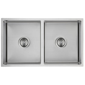 IKON CORA DOUBLE BOWL UNDERMOUNT SINK STAINLESS STEEL 750MM