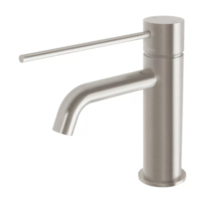 PHOENIX VIVID SLIMLINE LEAD FREE BASIN MIXER CURVED OUTLET WITH EXTENDED LEVER 165MM BRUSHED NICKEL