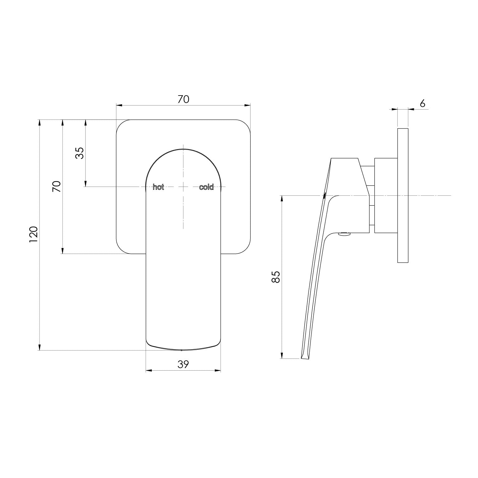 PHOENIX MEKKO SWITCHMIX WALL MIXER W/ SQUARE BACKPLATE FIT-OFF AND ROUGH-IN KIT CHROME