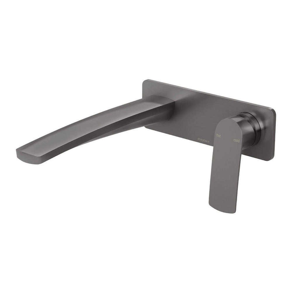 PHOENIX MEKKO SWITCHMIX WALL BASIN / BATH MIXER SET COMPLETE KIT 200MM BRUSHED CARBON