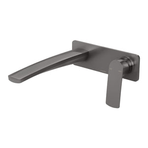 PHOENIX MEKKO SWITCHMIX WALL BASIN / BATH MIXER SET COMPLETE KIT 200MM BRUSHED CARBON