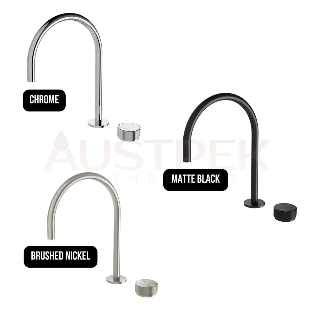 PHOENIX AXIA HOB GOOSENECK LEAD FREE SINK MIXER SET 316MM BRUSHED NICKEL