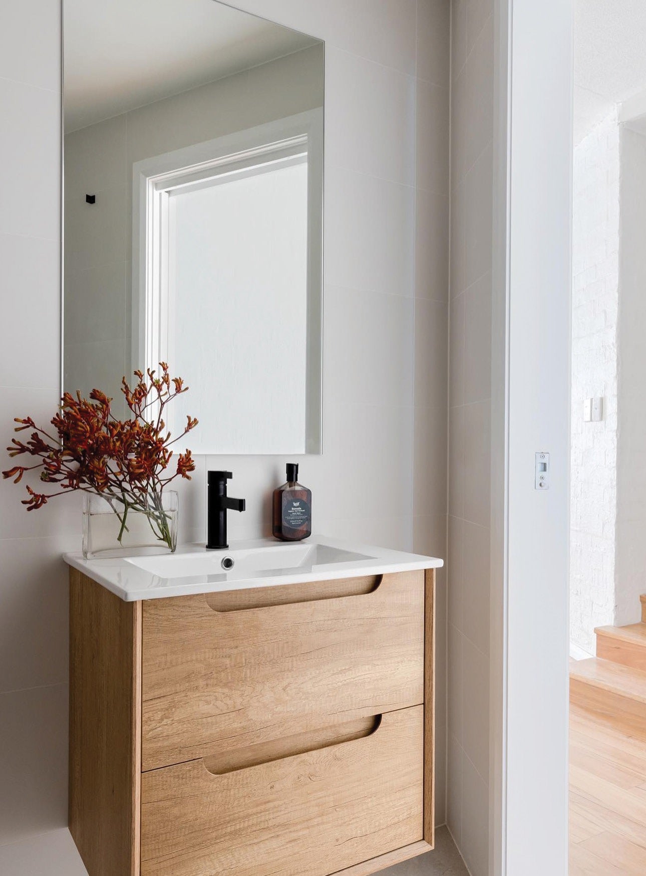 OTTI BYRON NATURAL OAK 900MM SINGLE BOWL FLOOR STANDING VANITY