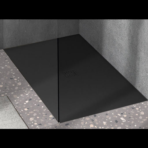 DOMUS LIVING PIETRA MATTE BLACK SHOWER FLOOR WITH TILING LIPS 912X912MM 2 LIPS L/R CORNER MATTE BLACK - Room Shot