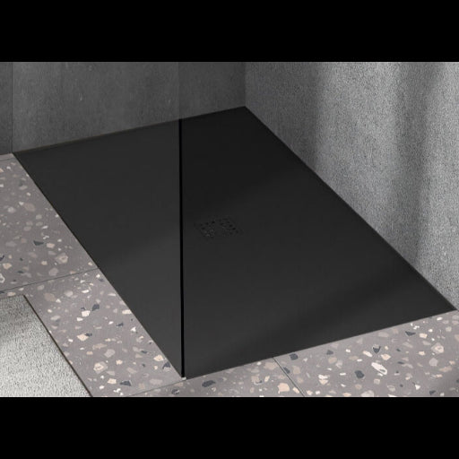 DOMUS LIVING PIETRA MATTE BLACK SHOWER FLOOR WITH TILING LIPS 912X1216MM 2 LIPS RIGHT CORNER MATTE BLACK - Room Shot