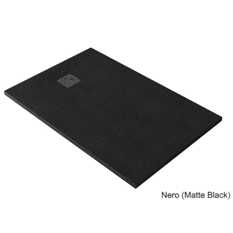 DOMUS LIVING PIETRA MATTE BLACK SHOWER FLOOR WITH TILING LIPS 912X912MM 2 LIPS L/R CORNER MATTE BLACK - Colour Close-Up