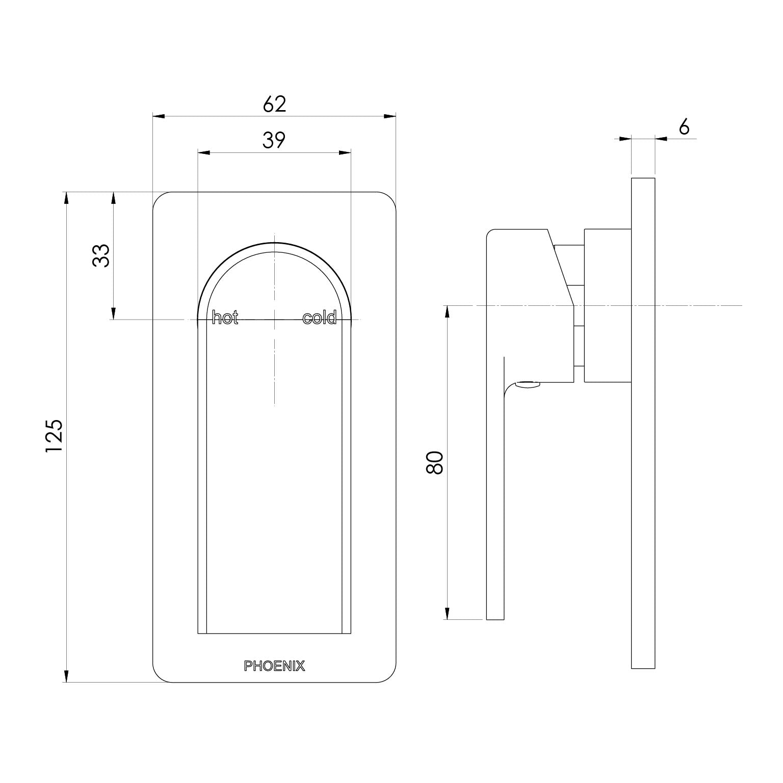 PHOENIX TEEL SWITCHMIX SHOWER / WALL MIXER FIT-OFF AND ROUGH-IN KIT CHROME