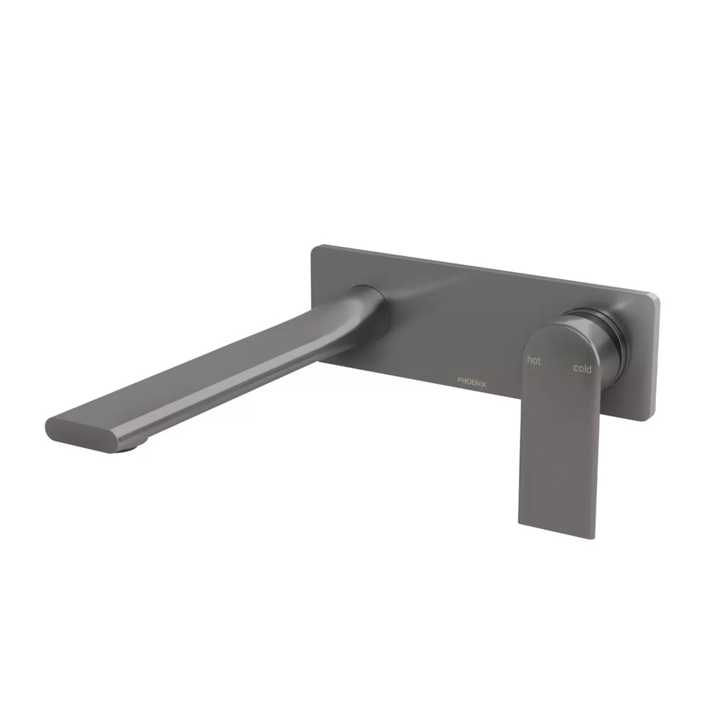 PHOENIX TEEL SWITCHMIX LEAD FREE WALL BASIN AND BATH MIXER SET 200MM BRUSHED CARBON
