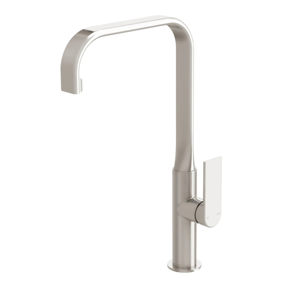 PHOENIX TEEL SQUARELINE LEAD FREE SINK MIXER 200MM BRUSHED NICKEL