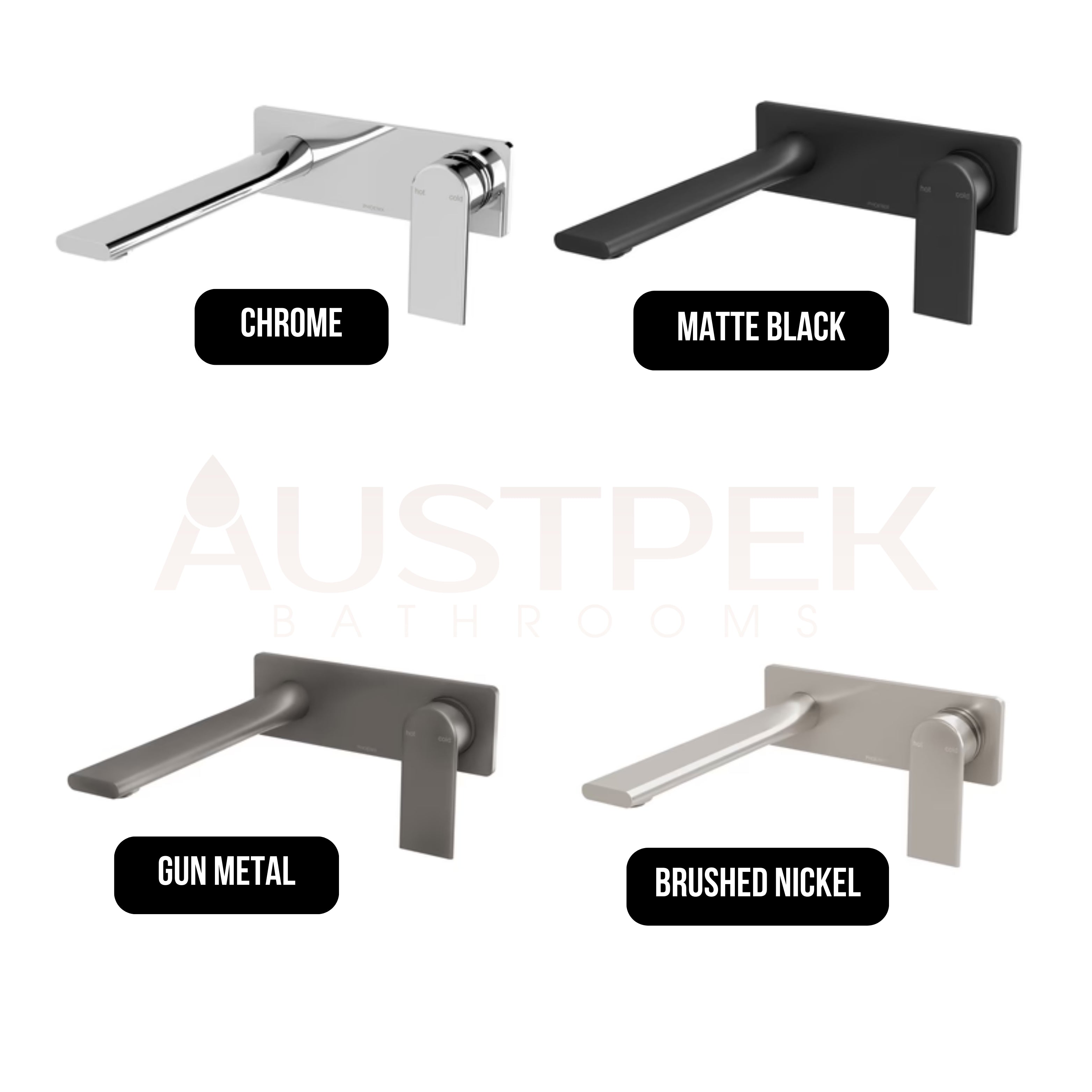 PHOENIX TEEL WALL BASIN BATH MIXER SET 200MM GUN METAL