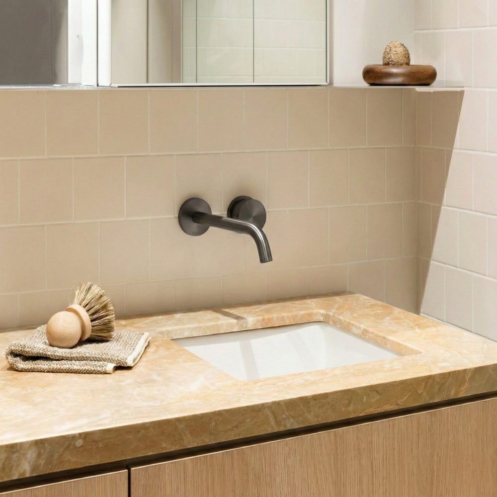 PHOENIX VIVID SLIMLINE LEAD FREE PLUS WALL BASIN / BATH OUTLET 180MM BRUSHED CARBON