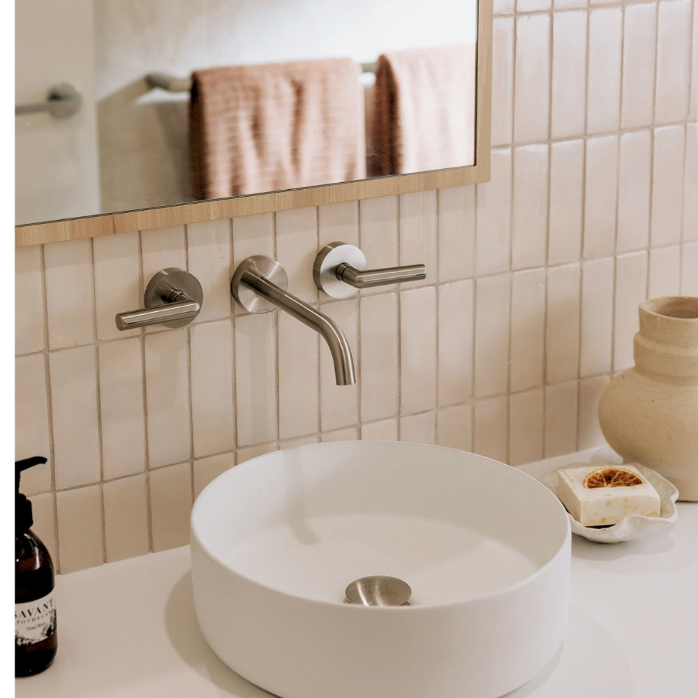 PHOENIX VIVID SLIMLINE LEAD FREE PLUS WALL BASIN / BATH OUTLET 194MM BRUSHED NICKEL