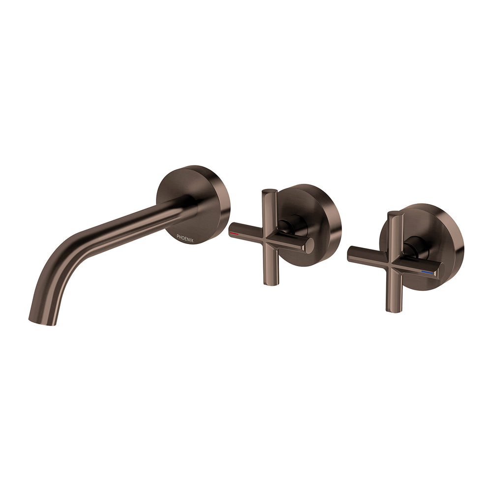 PHOENIX VIVID SLIMLINE PLUS WALL BASIN/BATH HOSTESS SET 180MM OUTLET BRUSHED BRONZE